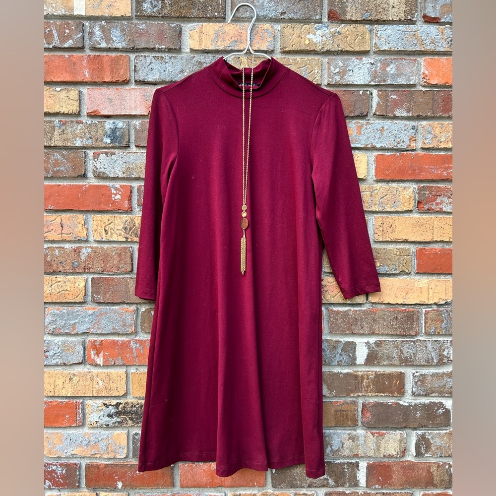 As U Wish burgandy 3 quarter length dress!